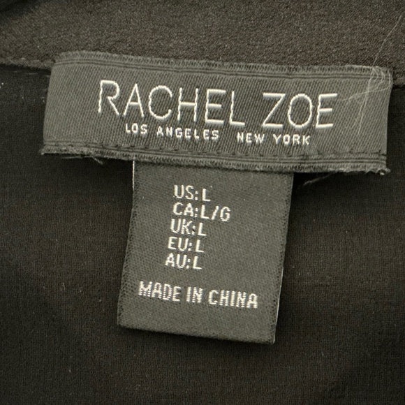 Rachael Zoe Black Blouse Sheer Sleeves Crystal Collar Large - Picture 6 of 7